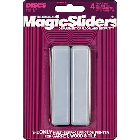 Magic Sliders 1 In. x 4 In. Rectangle Self Adhesive Furniture Glide, 4PK 04124